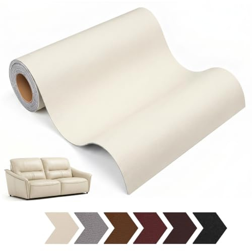 Ajxwde Parche de Piel Autoadhesivo, 43 x 200cm Reparación de Cuero Parches, Cuero Adhesivo, Escai para Tapizar Adhesivo para Tapizar Sofás, Asientos de Coche, Muebles Reparación y Renovación (Beige)