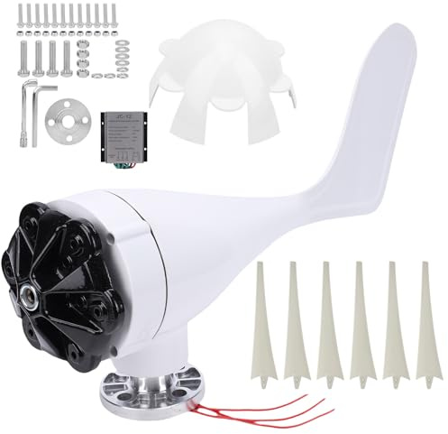 YUKOFE Generatore di turbine eoliche 800 W Generatore eolico CA a 6 pale con velocità di avvio lenta Utilizzo elevato dell'energia eolica per barche Terrazze Cabine Case mobili Ric (24V)
