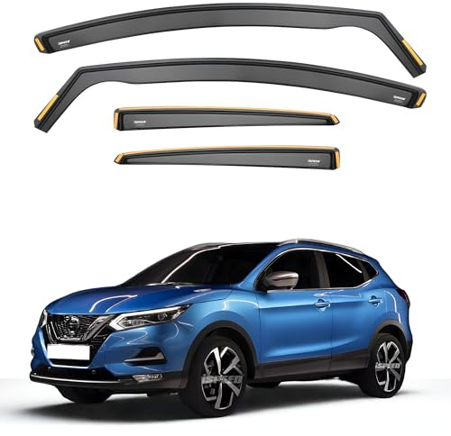 iSpeed Wind Deflectors For NISSAN QASHQAI MK2 2014-2021 5 Door SUV 4pc set | Keep Your Car Ventilated In Rain & Wind, Reduce Wind Turbulence, Easy Installation, Tinted, In-Channel Deflectors