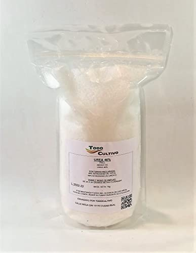 Urea Pura 46% (N) Prill. CH₄N₂O. 1 Kilo. Fertilizante nitrogenado Adecuado para Todo Tipo de Suelos, Puede aplicarse Antes y después de sembrar o Plantar.
