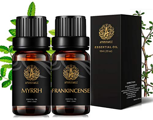 Aphrosmile Weihrauch & Myrrhe ätherisches Öl Set - 100% reines Harzige Öle Aroma für Diffusor - 2x10ml therapeutische Grade Weihrauchöl Set für Luftbefeuchter
