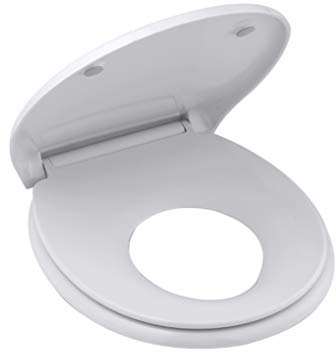 Grünblatt High-End Duroplast WC Sitz für Familien mit Kinder, Absenkautomatik, Toilettendeckel Klobrille Toilettensitz abnehmbar zur Reinigung (O-Form großer Kindersitz)
