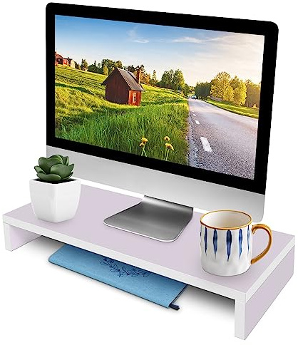 Soporte para Monitor, Soporte de Monitor de Madera, Soporte Ergonómico Elevador de Monitor, Elevador de Pantalla, Accesorio de Escritorio Organizador de Escritorio para Monitor Portátil Titanio