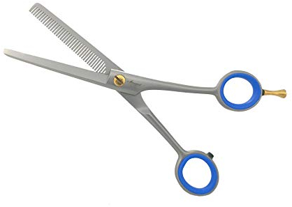Forbici da modellare per parrucchieri, forbici professionali per modellare i capelli, 1 dentatura in acciaio inox con gancio per dita da 6 pollici = 15,5 cm