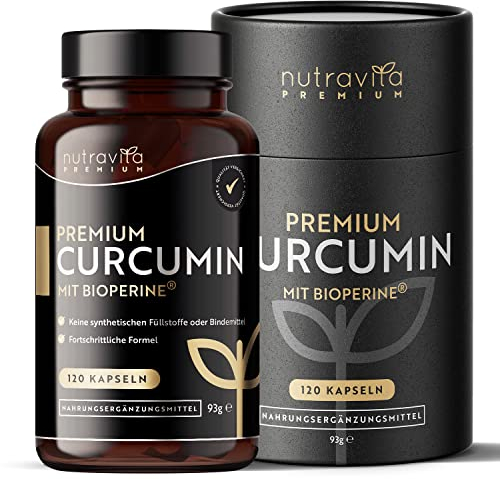 Premium-Curcumin 95 mit Bioperine® - 120 Kapseln - Höchste Qualität - Kurkuma Kapseln mit 5mg Bioperine® (Schwarzer Pfeffer Extrakt) - Hohe Absorption - Curcuma Kapseln - Kurkuma