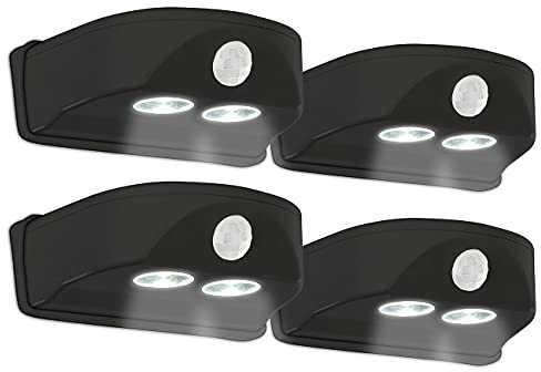 Luminea LED-Aufbau-Lampe: Batterie-LED-Türleuchte, Bewegungs-/Lichtsensor, 0,4 W, 50 lm, 4er-Set (Leuchte batteriebetrieben, Tür-Lampe, Leuchten)