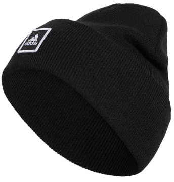 adidas Wide Cuff Fold Beanie, Black/White, One Size