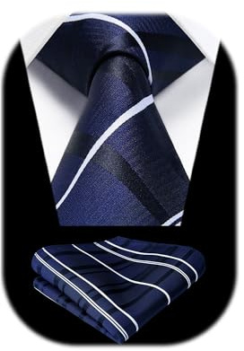 HISDERN Krawatten Für Herren Gepunktete Klassische Taschentuch Formelle Elegant Krawatte & Einstecktuch Set Für Hochzeit Party Business
