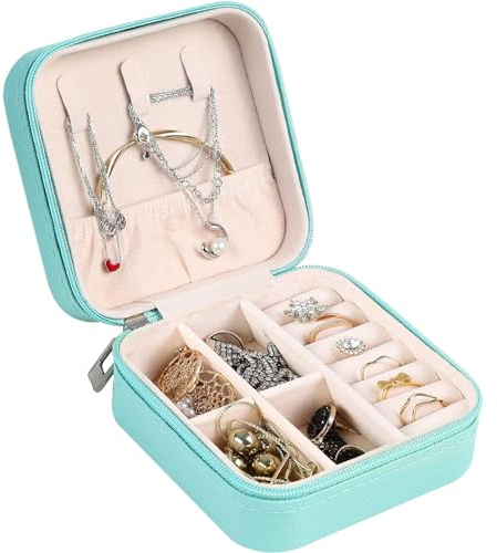 AiQInu Scatola Portagioie da Viaggio, Piccoli Porta Gioielli Donna, Portagioielli da Viaggio, Organizzatore Portagioie da Viaggio per Orecchini, Anelli, Gioielli
