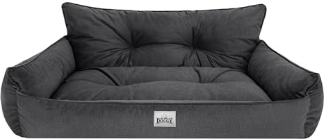 Bjird Hundebett - Hundekorb für kleine mittelgroße & große Hunde - Hundekissen - Hundesofa - EInfach zu reinigen - Joker Gesteppt - Größe: M: 82 x 63 cm - Graphit Fancy