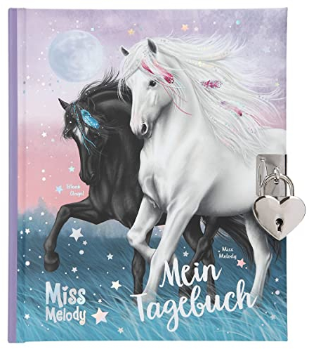Depesche 12047 Miss Melody - Tagebuch mit Pferde-Motiv in Lila und Blau, silbernen Sternen, Schloss und 192 verzierten Papierseiten, inklusive 2 Stickerbogen, ca. 19 x 16 x 3 cm
