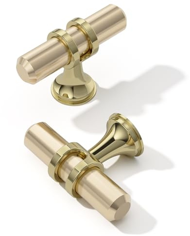 FURNIWARE 10 Stück Schrankbeschläge Knöpfe, Schubladenknöpfe Küchentürschrank Türknopf Kabinett Hardware Knöpfe,Gold + Oxidiertes Glanzgold
