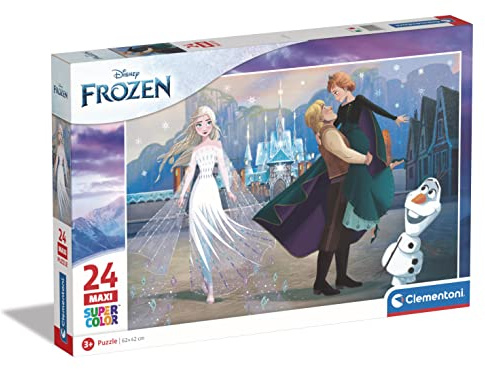 Clementoni - 24242 - Supercolor Puzzle - Disney Frozen - Puzzle 24 Maxi Teile Ab 3 Jahren, Buntes Kinderpuzzle Mit Besonderer Leuchtkraft & Farbintensität, Geschicklichkeitsspiel Für Kinder
