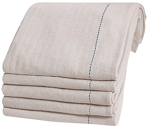 Pack of 10 Heavy Duty Oven Cloths - 100% Cotton Herringbone - Heat Resistant Thick Weave Kitchen Cloth -Professional Catering Quality - Large 48x76cm