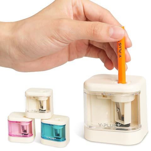YPLUS Electric Pencil Sharpener for Kids, Super Portable Small Colored Pen Sharpeners, Automatic Mini Sharpener for Classroom,Stocking Stuffers for Kids Toddler - White