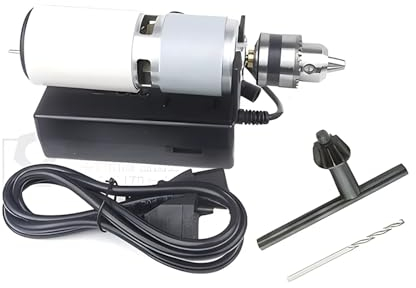 Toplionace Set Mini Trapano da Banco 80W Foratura Fai da Te Taglio Rettifica Trapano Elettrico ad Alta Velocità a Coppia Elevata DC 12-24V 775 Motore 7000-15000 Giri/min (B12 1.5-10mm)