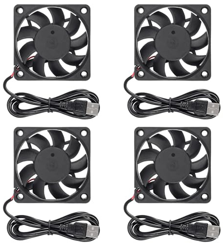 4 Stück 6015 Lüfter 60 x 60 x 15 mm DC 5 V 60 mm x 15 mm bürstenloser Lüfter, Ersatz-Kugellager-60-mm-Lüfter für die Kühlung von DIY-PC-Computergehäuse-Lüftern – USB