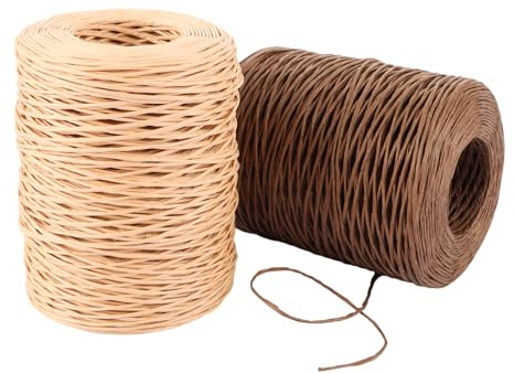 YAYODS 2 X 200 M Papierdraht - Ø 2mm Natur Dekodraht zum Basteln - Papierkordel Floristik Draht - Papiergarn Papierseil - Blumendraht für DIY, Hochzeitsstrauß Verpackung, Floristikbedarf