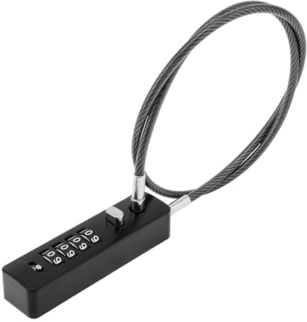 HOJLKLD Antivol à câble avec combinaison, câble en acier de 59,9 cm, cadenas à combinaison à 4 chiffres avec code réinitialisable pour vélos, petites clôtures, classeurs, armoires, portes de