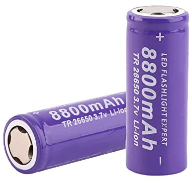 Piles Rechargeables 3.7V Batterie Piles 8800mAh Lithium Li-ION Piles Haute Capacité Flat Top Batterie Piles pour Lampes de Poche, Lampe Frontale