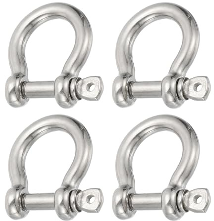 PATIKIL Screw Pin Shackle 10mm 3/8 1410lb, 4Pcs 304 Stainless Steel Forged Bow Shackle Marine Grade for Chains Wire Rope Outdoor, Silver