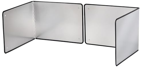 Silver Large 2 Pieces 2 Sided Stainless steel Splatter Guard for Frying Stove Top,Oil Splash Guard Cooking for Stove,Non Stick Foldable Splatter Screen