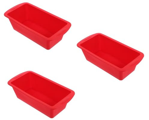 TOPBATHY 3 Pièces Moule a Gateau Moule à Cake En Silicone En Silicone Pour Gâteau Maison à Gâteau Bricolage Antiadhésif Pâtisserie Rectangulaire Rouge Gel De Silice