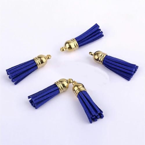 20-100 Stück 38mm Gold Wildleder Leder Quaste für Schlüsselanhänger Riemen Schmuck DIY Anhänger Charms 20 Stück Tops ROYAL BLAU