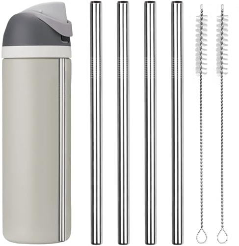 Cannucce di ricambio in metallo per borraccia Owala da 680,4 g, 907,2 g, con 2 spazzole per la pulizia, cannucce riutilizzabili in acciaio inox compatibili con bottiglie d'acqua Owala - 4 pezzi