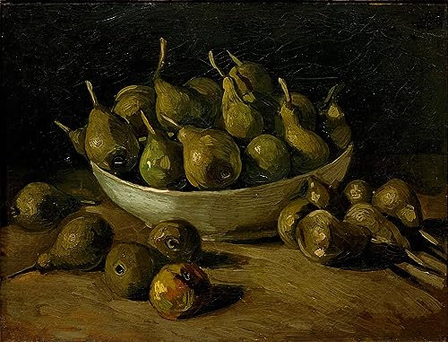 ZHAOSHAN Famoso Stampa Artistica Poster Stampa Natura morta con scodella di terracotta e pere di Vincent Gogh Van per la Decorazione Domestica dell'ufficio 60x90cm