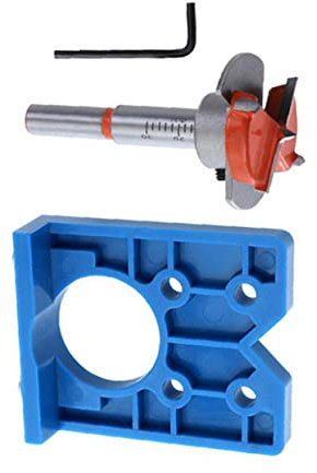OSALADI Hinge Bit Positioner Hinge Hole Jig Drilling Punch Tools Kitchen Door Jig