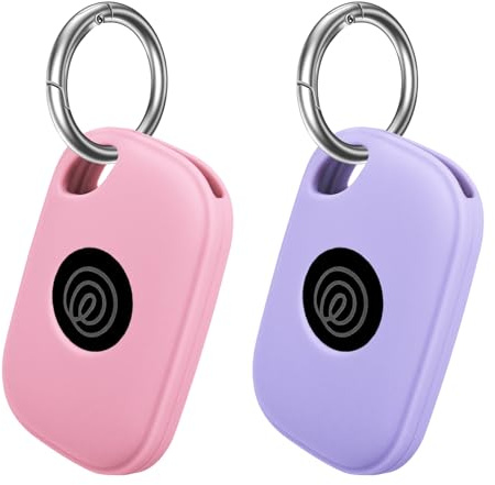 Silicone Case for Tile Pro 2024 with Keychain, 2 Pack Anti-Scratch Protective Cover for Tile Tracker (Pink/Purple)