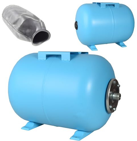 Réservoir à Vessie sous Pression 50L - Groupe de Surpression - Rccordement 1 - Cuve Ballon en Acier - pour Pompe Domestique, Pompe de Puit - Suppresseur Pompe - Horizontal 50 litres
