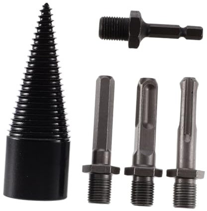 Vaguelly 5pcs Firewood Drill Bit Set 38mm Wood Splitting Drill and Removable Round, Square, Hex Shanks for Electric Hammer Firewood Splitter Accessories