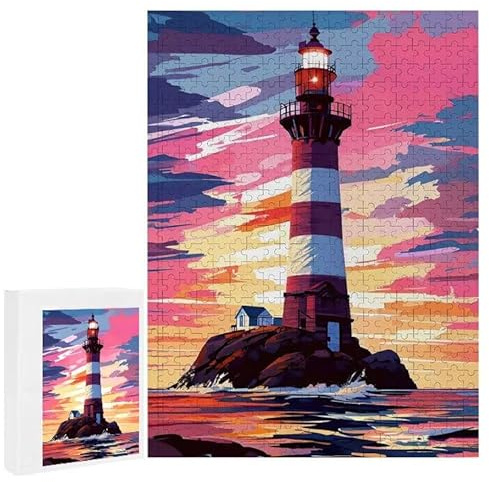 Puzzle 2000 Teile Erwachsene Leuchtturm 100 x 70 cm, 3D Visuelle Wooden Puzzle, DIY Craft Bastelpuzzles für Heimdekoration, Geschenkbox, Familie herausforderndes Puzzles F-112
