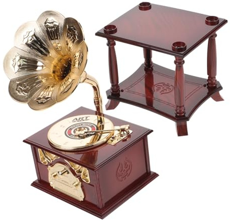 MAGICLULU Scatola Carillon Colorato Arredamento Antico Musicale A Forma di retrò Piccolo Decorazione Carino Grammofono Annata per Finto Fonografo Ornamento da Tavolo di Premi Metallo