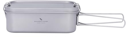iBasingo 1200ml Titan Lunchbox mit Deckel & Tragegriff Leckdichter Bento Behälter für Camping, Outdoor & Büro Lebensmittelechtes Kochgeschirr für Unterwegs – Spülmaschinenfest Ti2082C