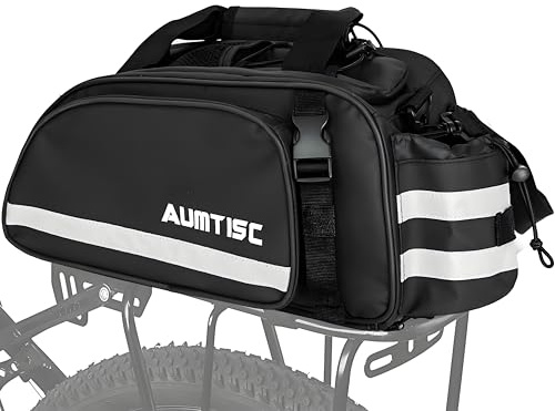 AUMTISC Maleta de Bicicleta, Asiento Trasero Impermeable 15l con Correa Reflectante, Bolsa de hervidor de Agua con Cubierta de Lluvia