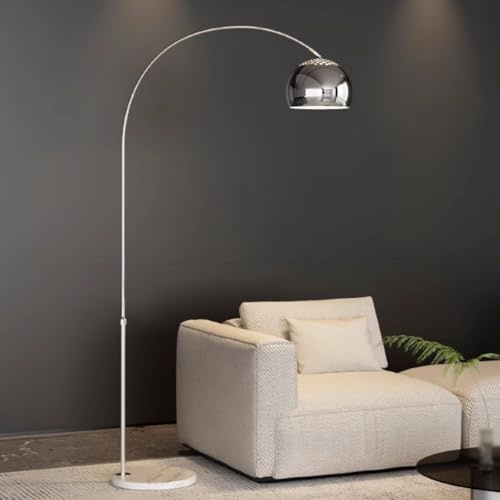 KlkrzJwy Lampada da terra ad arco da 70,9 Lampada da terra regolabile Lampada da terra moderna con paralume a campana cromato Lampada da lettura che protegge gli occhi Argento per la casa