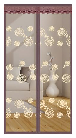 Zanzariera magnetica per porta, con magneti a rete, tenda scorrevole per porte scorrevoli, resistente, per porte di ingresso, interni, patio, 160 x 265 cm (larghezza x altezza), nocciola