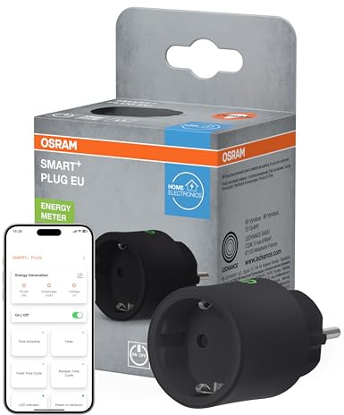 OSRAM SMART+ Wifi-kontakt EU-uttag 10A 2300W IP20 svart | SMART+ MATTER Plug, Plugs, Svart, 48 mm dia, 1-Pack