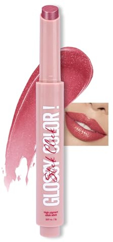Erinde Glitzer Lippenstift & Lip Balm 2 in 1, Lippenstift 24 Stunden Halt, Shimmer Lip Gloss, Feuchtigkeitsspendend Lipstick, Pflegender Lippen Makeup Stick #007