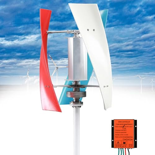 Aerogenerador Vertical de 10 000 W: 3 aspas, bajo Nivel de Ruido, 12 V/24 V/48 V con Controlador. Kit Completo de aerogenerador para soluciones energéticas domésticas y generación de energía