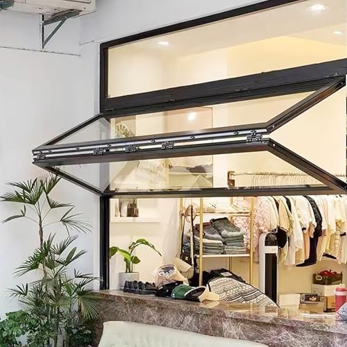 SOFACHEN Ventanas Plegables para concesiones, Ventana corrediza Comercial de Vidrio con Marco de aleación de Aluminio, para restaurantes de Comida rápida, Personalizables(WxH 19.6x23.6in/50x60cm)