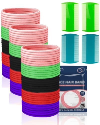 HUVZOR 60 Stück Anti Laus Haargummi Mit 4pcs Extra feiner Zahnkamm gegen Kopfläuse Natürlich und Wirksam hilft Läusen Vorzubeugen Haargummi Gummiband