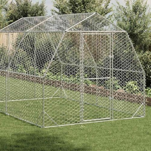 ACAGALA Großer Hühnerstall 2,5x4x2,25 m, 23 m³ Hühnergehege Kleintierstall mit Drahtseitenwände & Tür, Heimtiergehege für Hühner Geflügel Kleintiere, Verzinktem Stahl