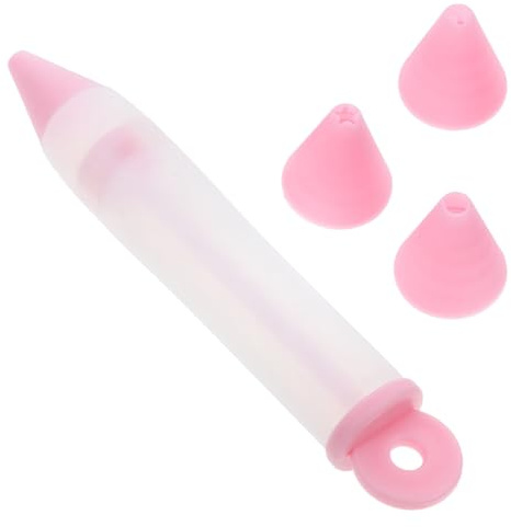 Toyvian Penna per Decorare Dolci Set da 1 Pezzo Strumento Multifunzionale in Silicone Rosa 4 Ugelli Staccabili per e Decorare Torte e