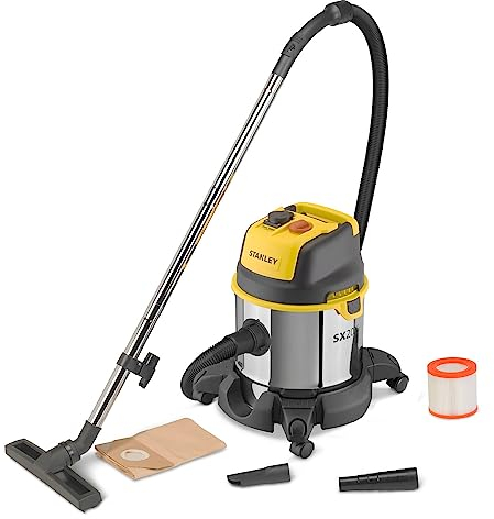 STANLEY SXVC20XTE Aspirador Multiuso de sólidos y líquidos con Toma para Herramientas eléctricas integrada (1400 W, 20 l)