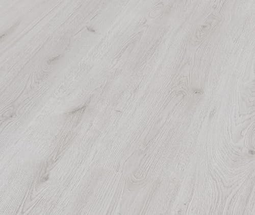 KRONOTEX Laminat Trend Eiche Weiß – Superior Basic Serie, 6 mm, 193 × 1376 mm, helle Landhausdiele mit ruhigem Holzbild, pflegeleicht & robust 193 x 1376 mm Trend Oak white - Eiche