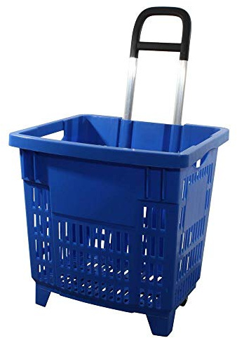 GERSO - Carrello spesa 55 litri con ruote Cestino spesa in plastica ABS, mobile, di colore blu